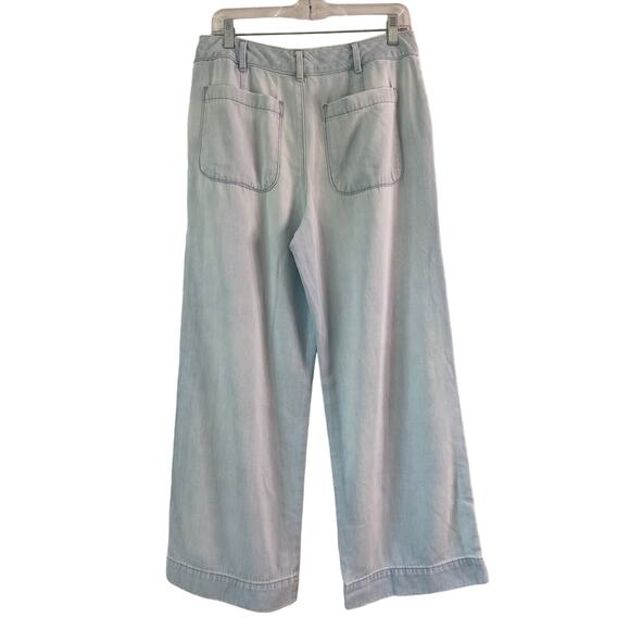 Bella Dahl Harlow 70s Chambray Flare Pants Jeans Sz 30 Boho Soft High Rise Light - Picture 3 of 9